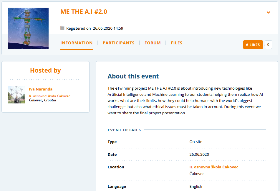 eTwinning Live Event ME THE A.I #2.0